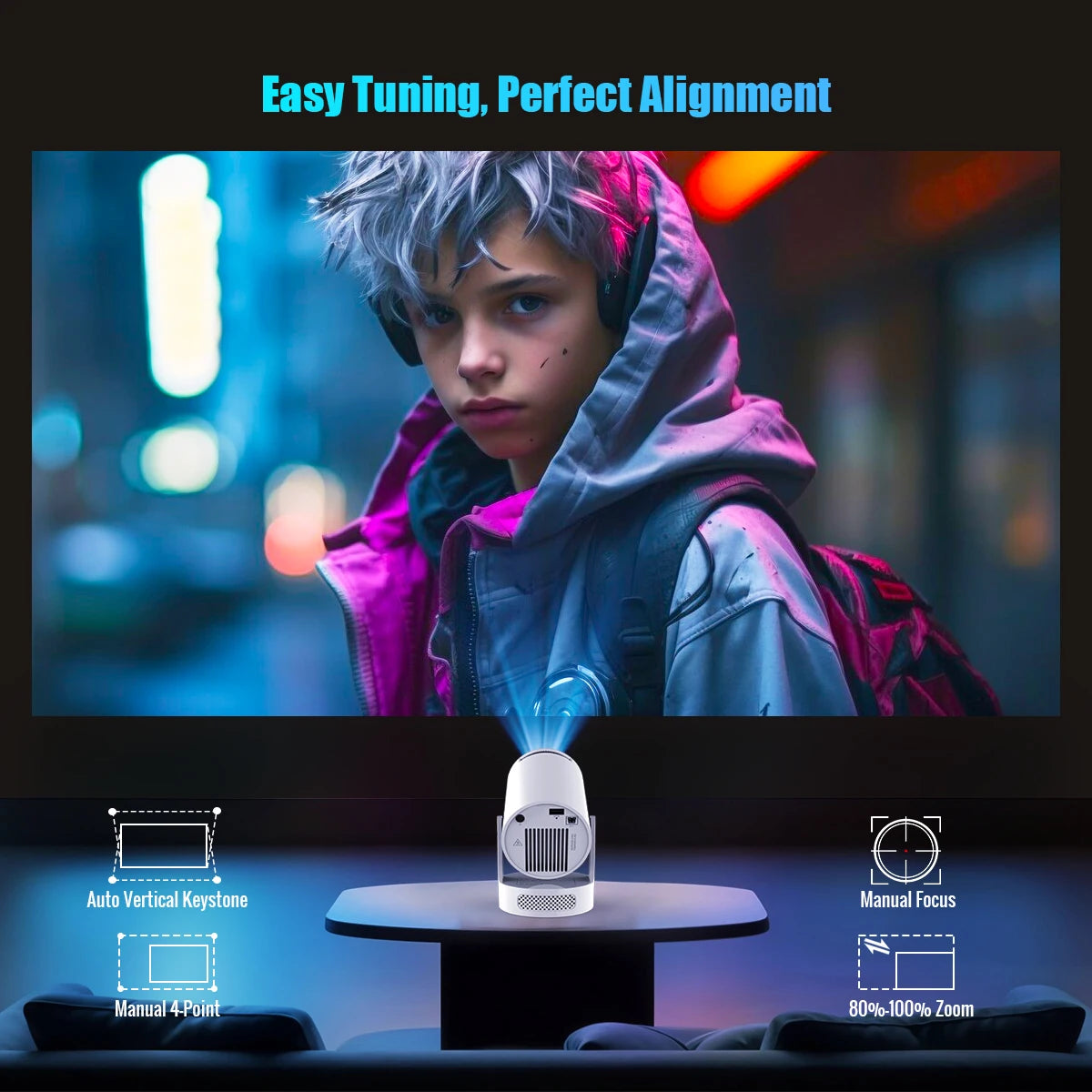 Magcubic HY300 Pro+ 4K Android 11 Portable Projector 8000 Lumens WiFi 6 BT5.4 Outdoor Theater 5W HiFi Speaker 720P HD Supported