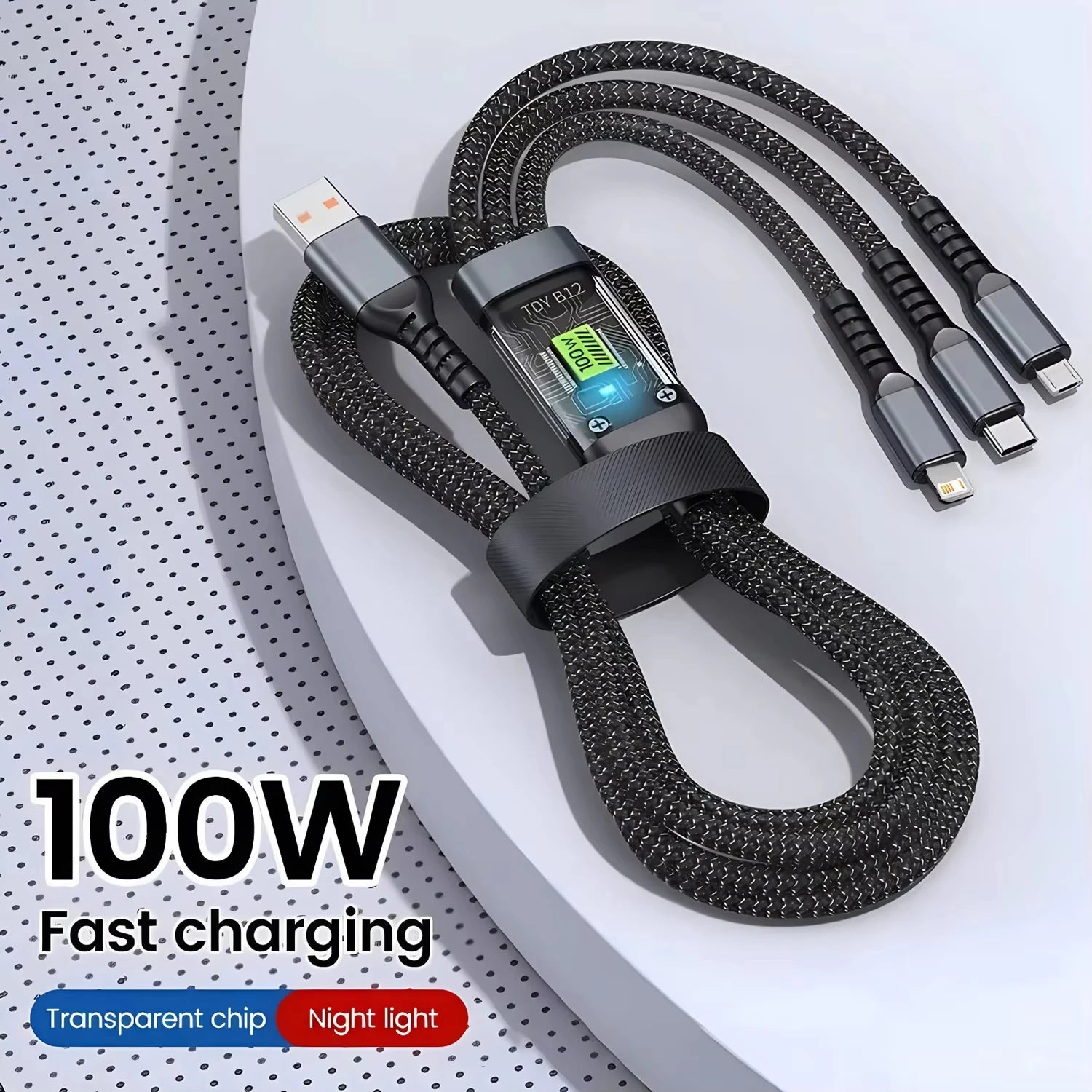 3-in-1 Fast Charger USB To Type-C, LIGHTNING Cable For iPhone samsung